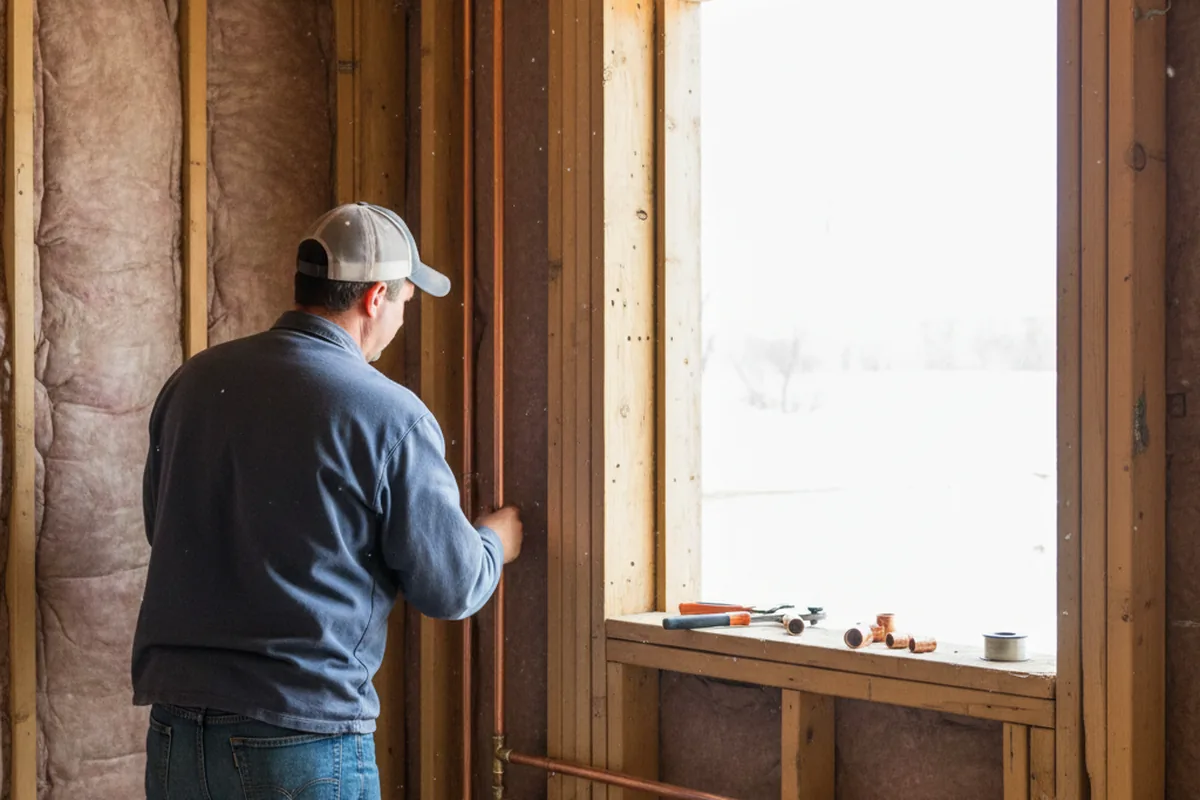 Licensed plumber running new copper supply lines in a Milesburg home